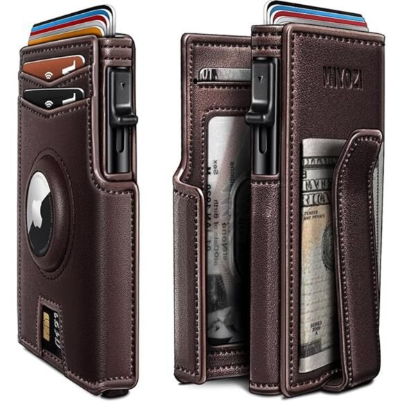 Airtag Wallet for Men,with Money Clip 10 Cards Metal Case Smart Slim Pop Up - Picture 7 of 7